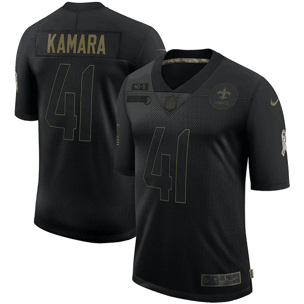 Men's New Orleans Saints #41 Alvin Kamara Black 2020 Salute To Service Limited Stitched Jersey